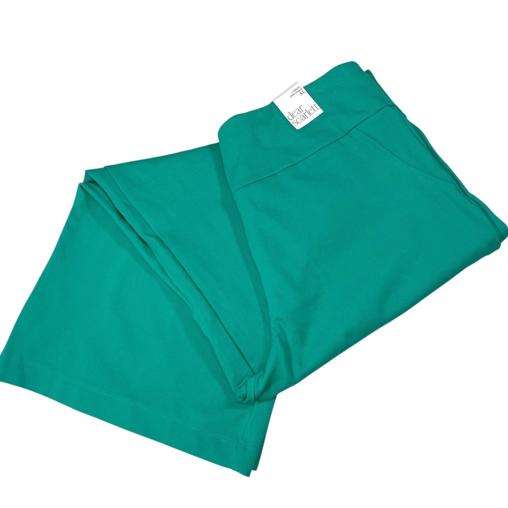 NEW Dear Scarlett XL Green Wide Cropped Pants It's Magic Pull On Careerwear